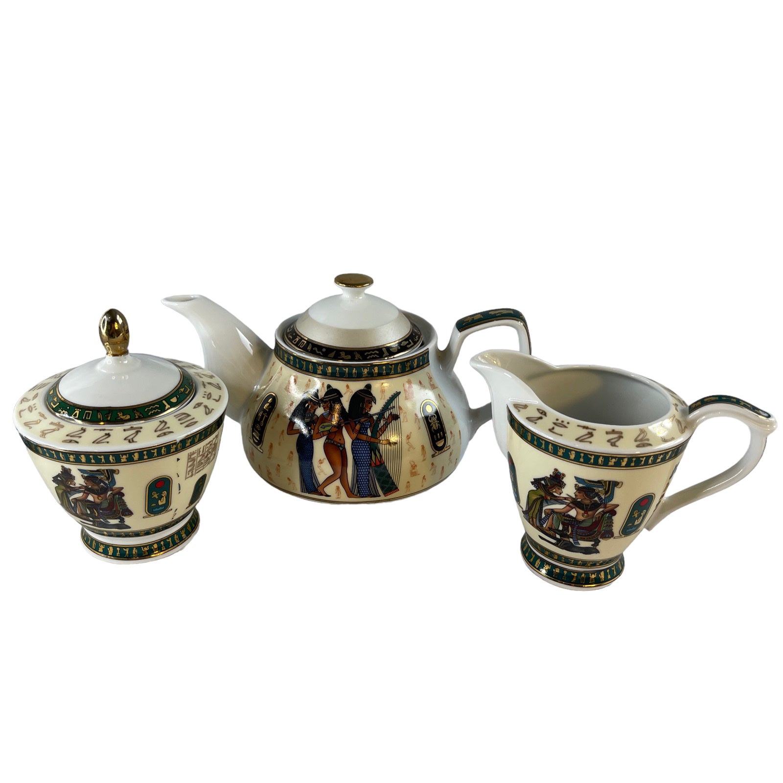 Fathi Mahmoud Pate et email Limoges Fonde en 1942 Teapot Sugar Bowl Creamer Fathi Mahmoud Pate et email Limoges Fonde en 1942 Teapot Sugar Bowl Creamer