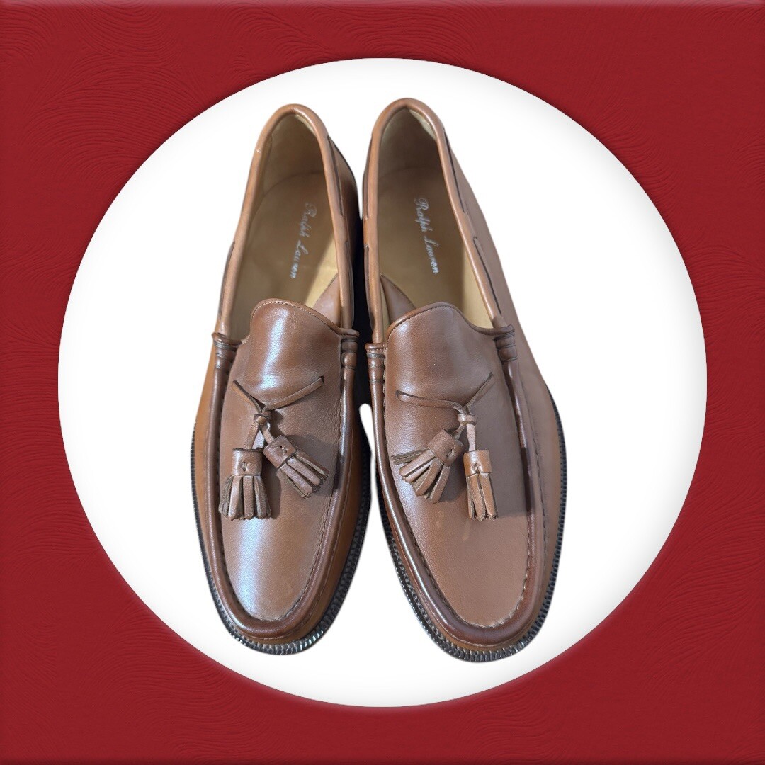 Ralph Lauren, Tassel Loafers , Men’s Size 10 D Brown Leather, Purple Label