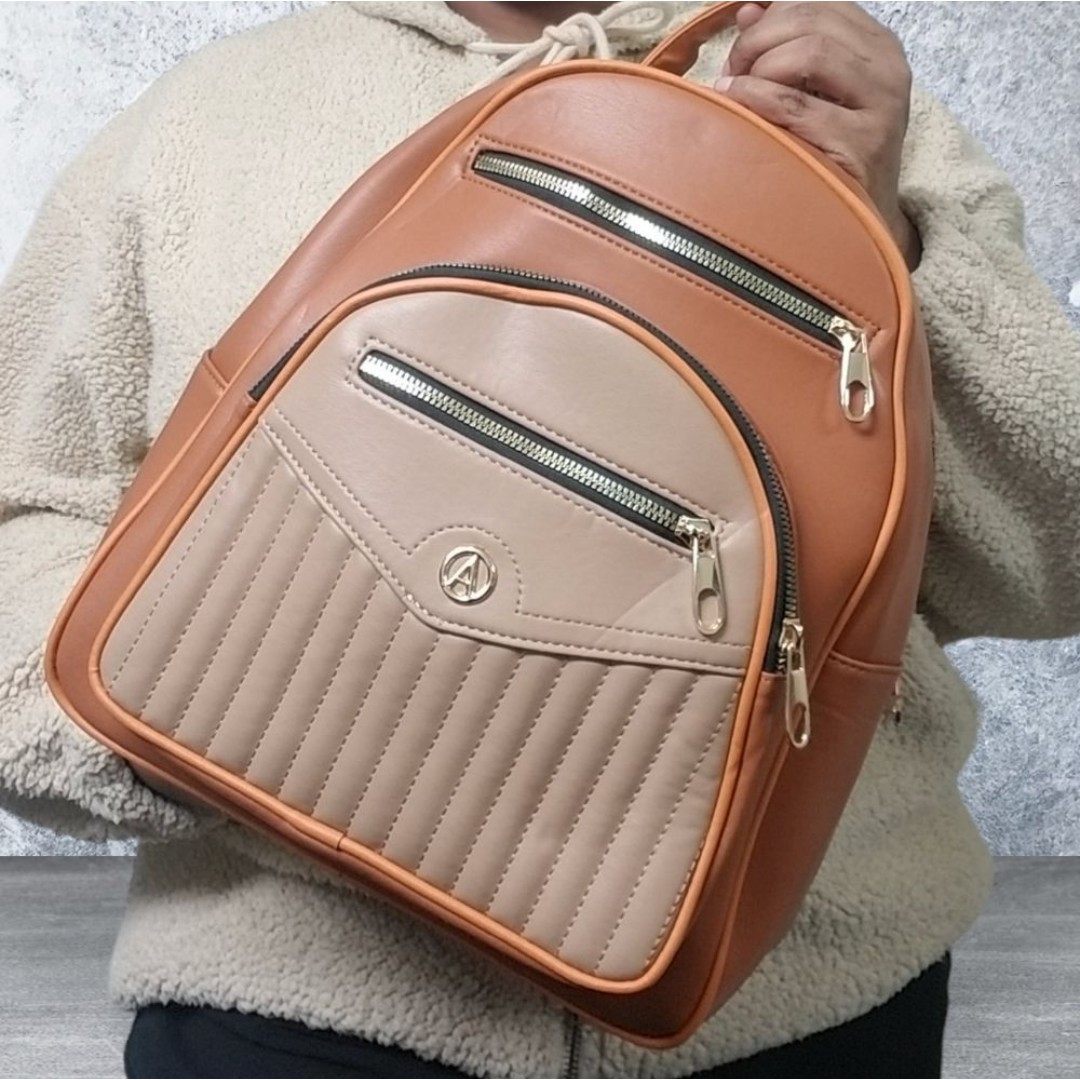 Orange and Brown Large Backpack purse