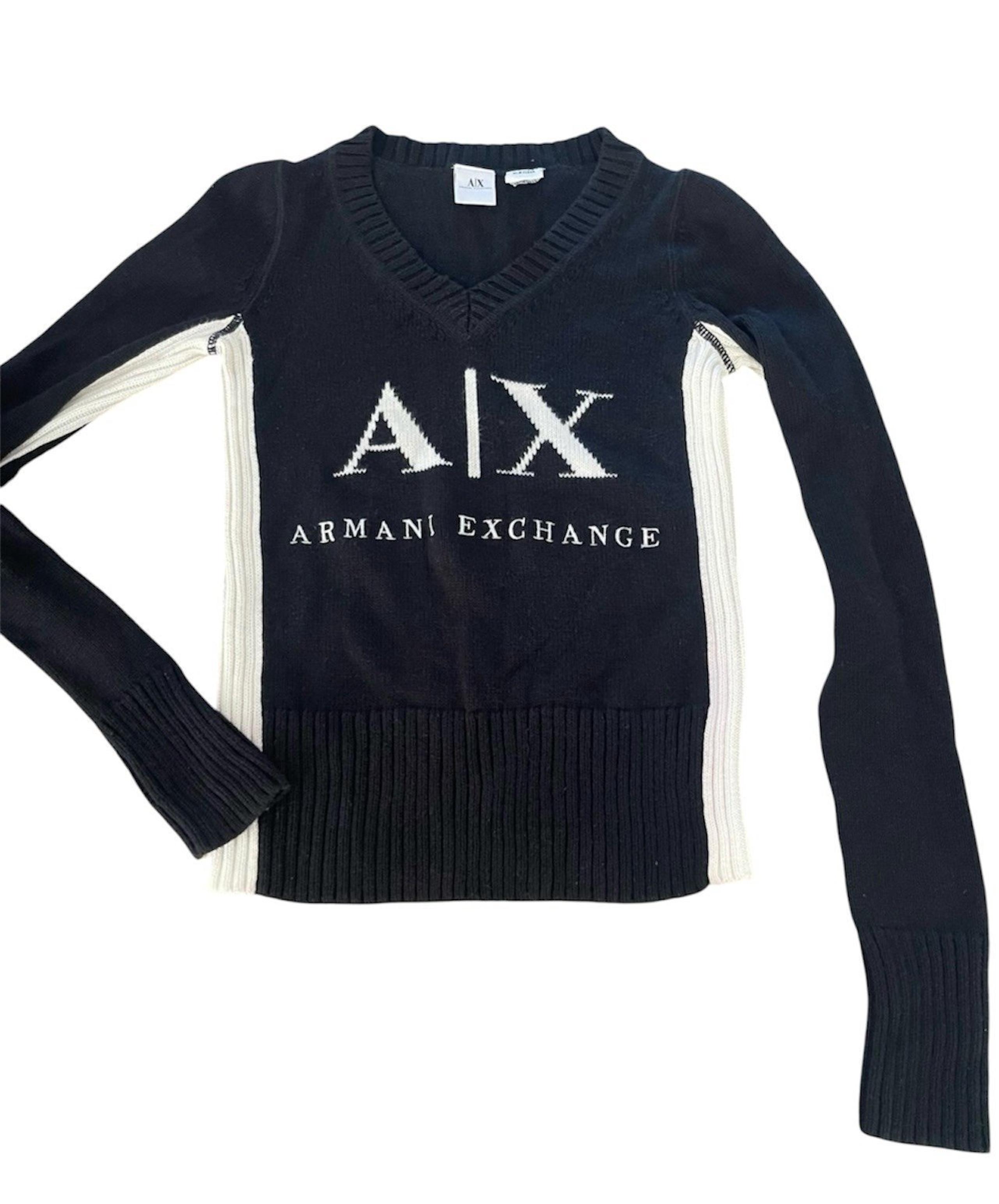 Armani Exchange Big Logo V-Neck Sweater Women’s Size XS Vintage