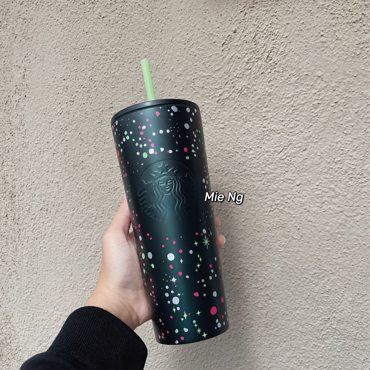 Starbucks Holiday 2021 Green Christmas Confetti Dots Speckled Steel Tumbler