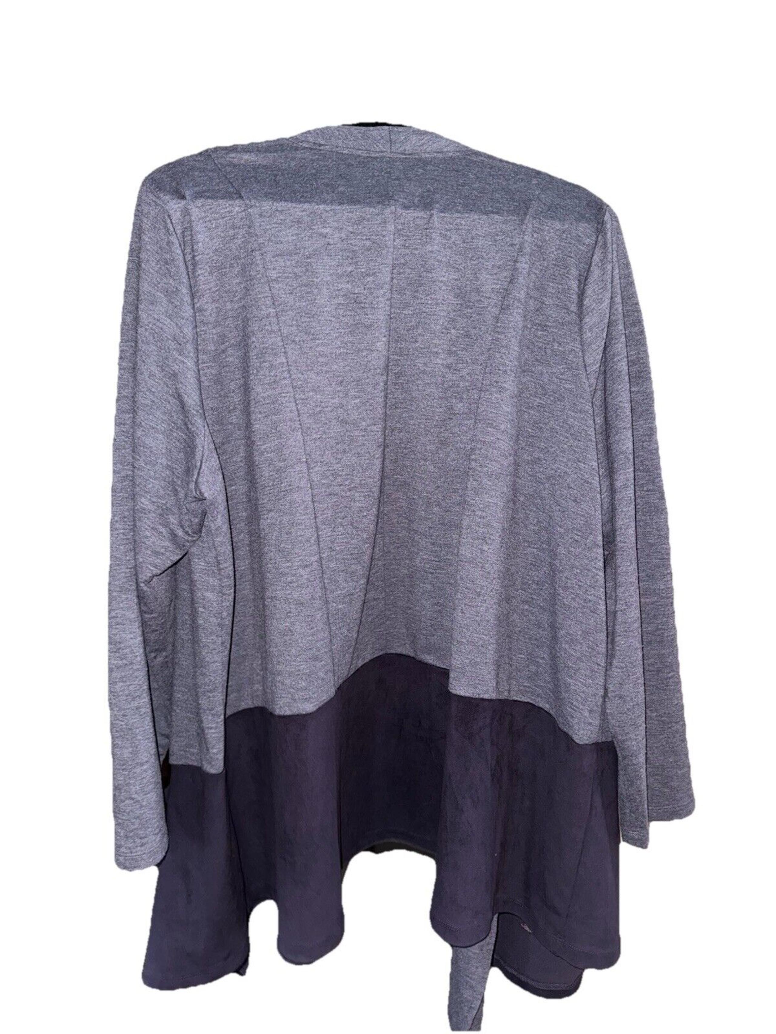 LOGO by Lori Goldstein The Cardi Women's Draped Front Blue Cardigan Size 3XL