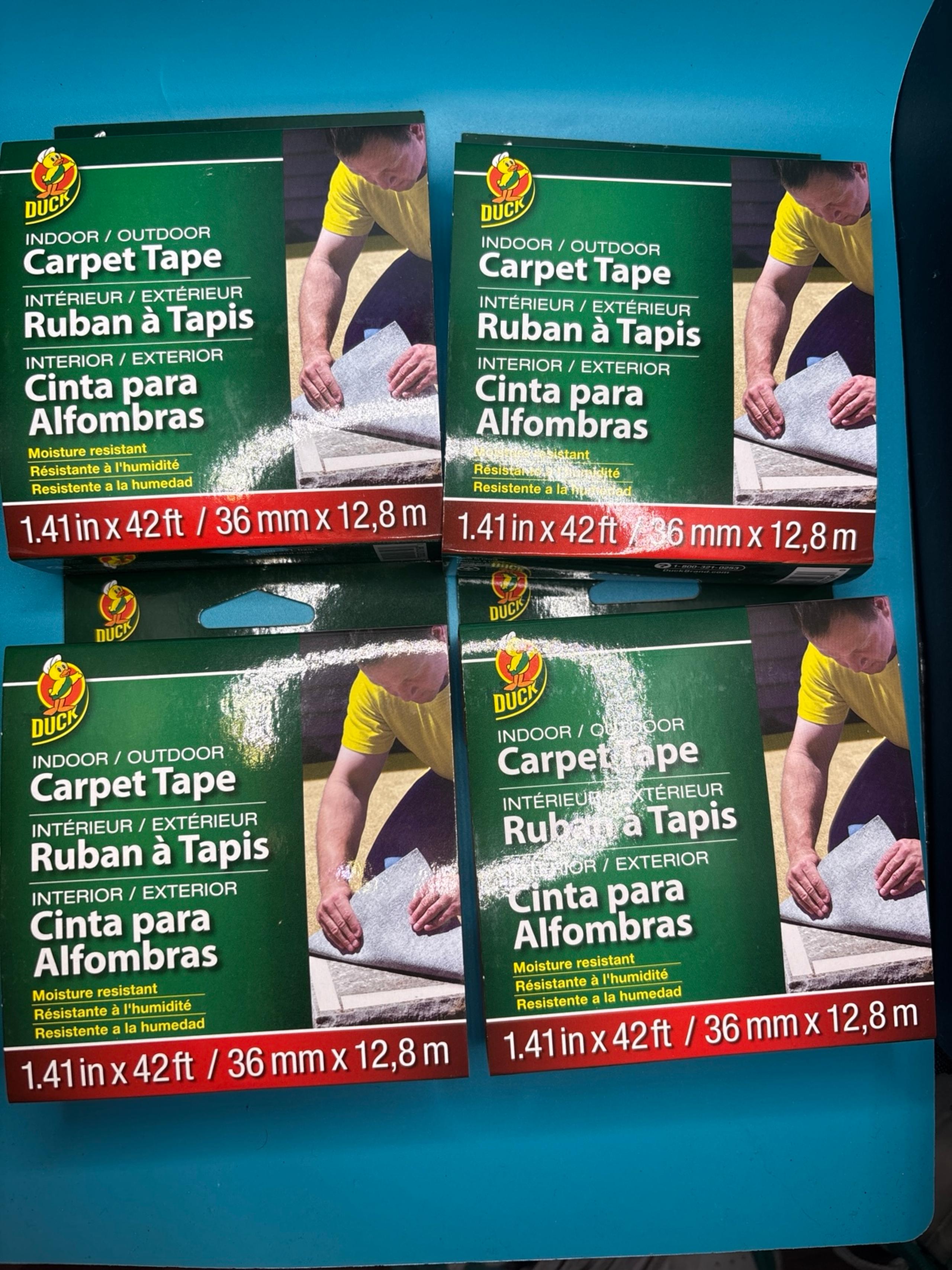 Duck Brand Indoor/Outdoor Carpet Tape, 1.41-Inch x 42 Feet, 4 PACK