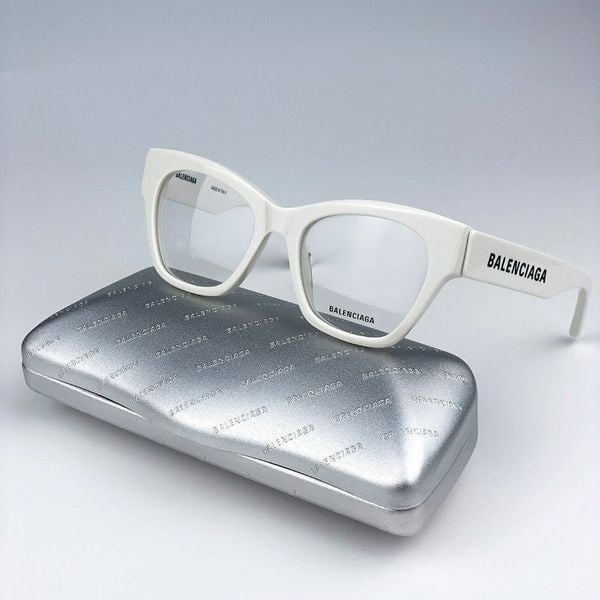 NEW Balenciaga BB0263O 003 White Square Unisex Eyeglasses