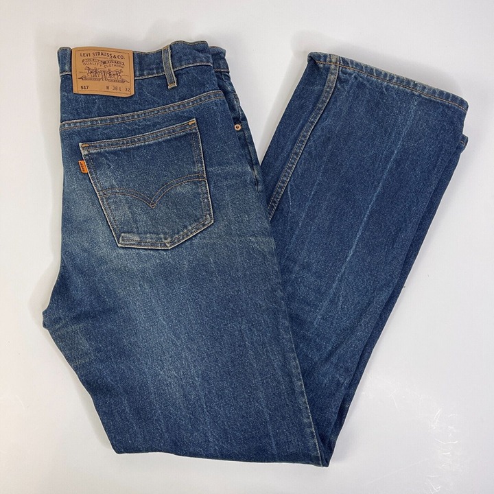 VTG Levis 517 Jeans Orange Tab Blue Mens Size 38x32 Made in USA 人気商品・アウトレット denim lot.517