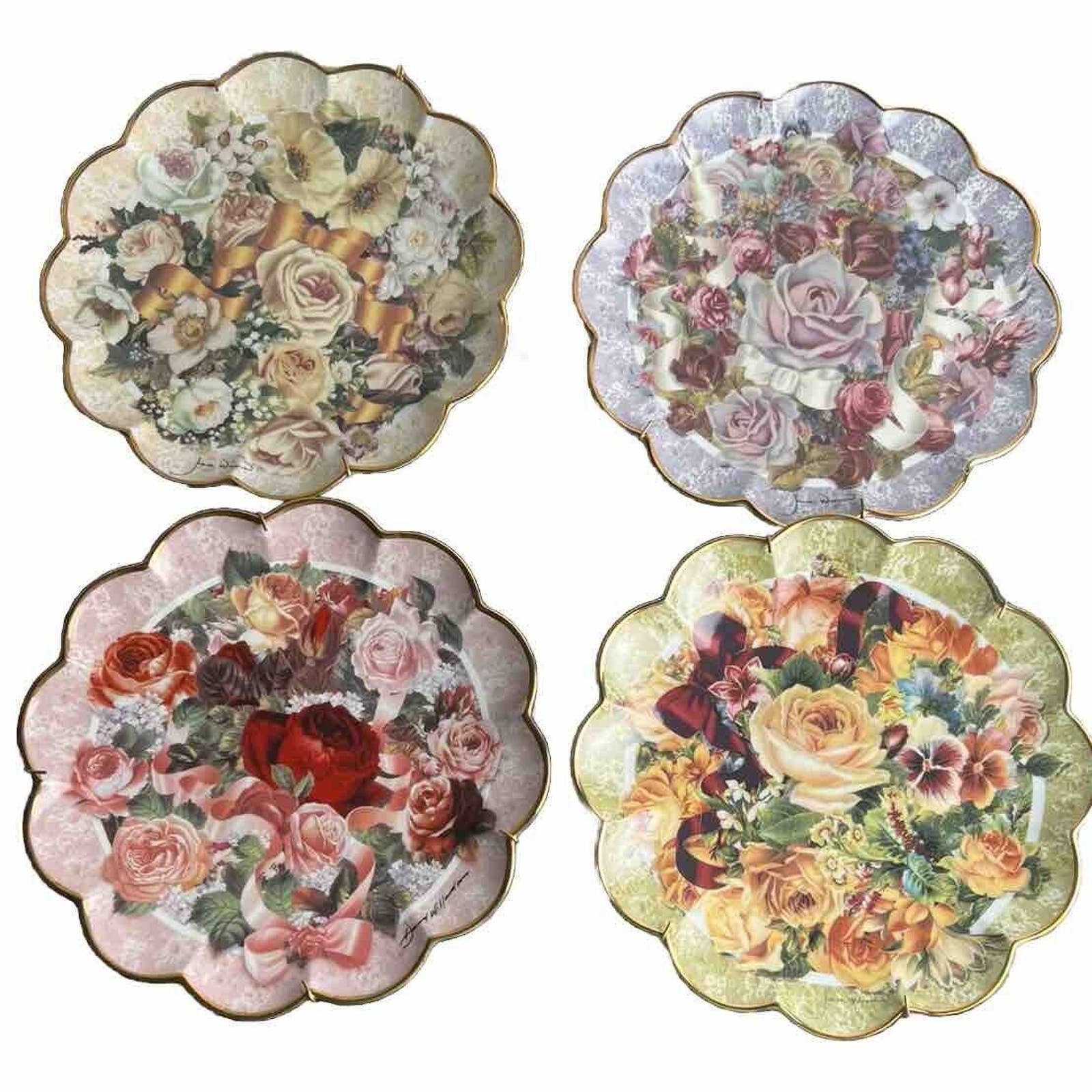 Lot of 4 Franklin Mint Judith Winslow Victorian Bouquet Flower Collectors Plates