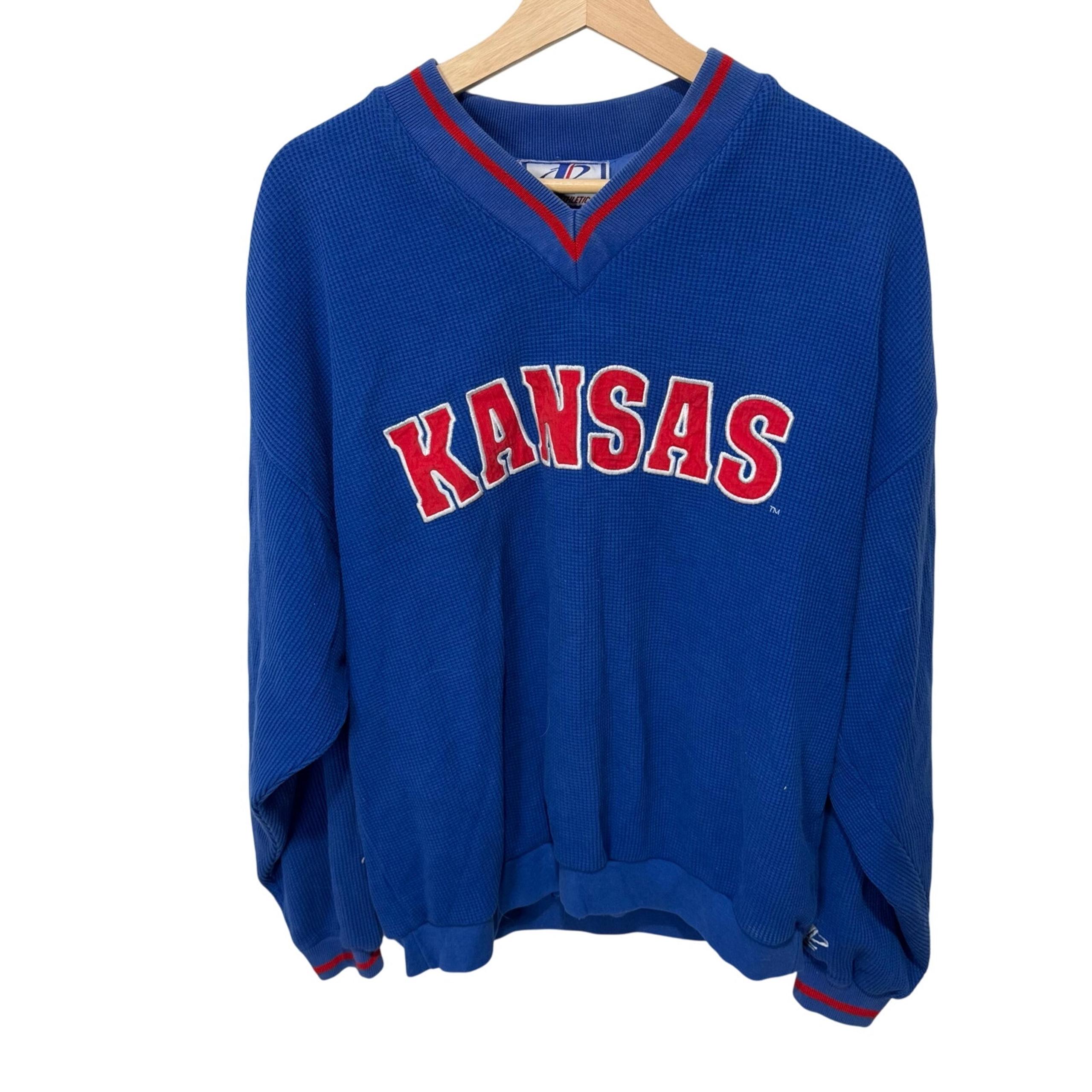 Vintage Kansas Jayhawks Embroidered Pullover Sweatshirt Logo Athletic Medium