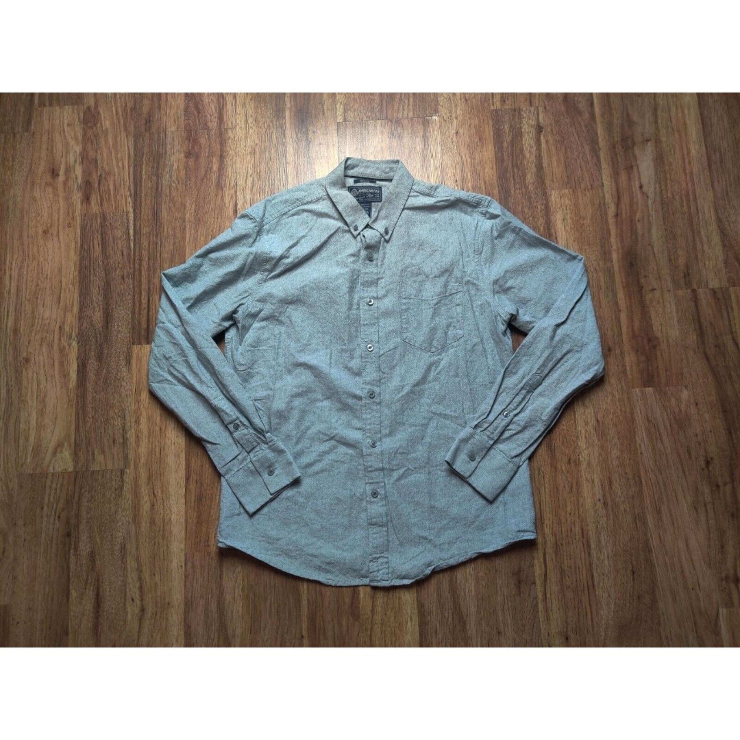 American Rag Polo Button Up Shirt Adult Mens Medium Solid Gray Collared