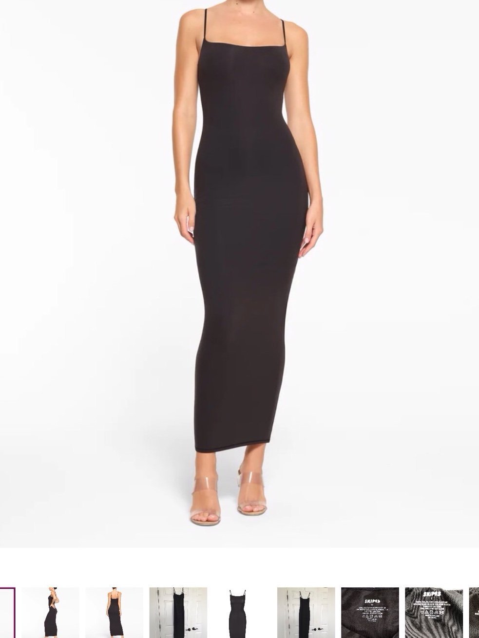 SKIMS Fits Everybody Long Slip Dress | Onyx | Size L