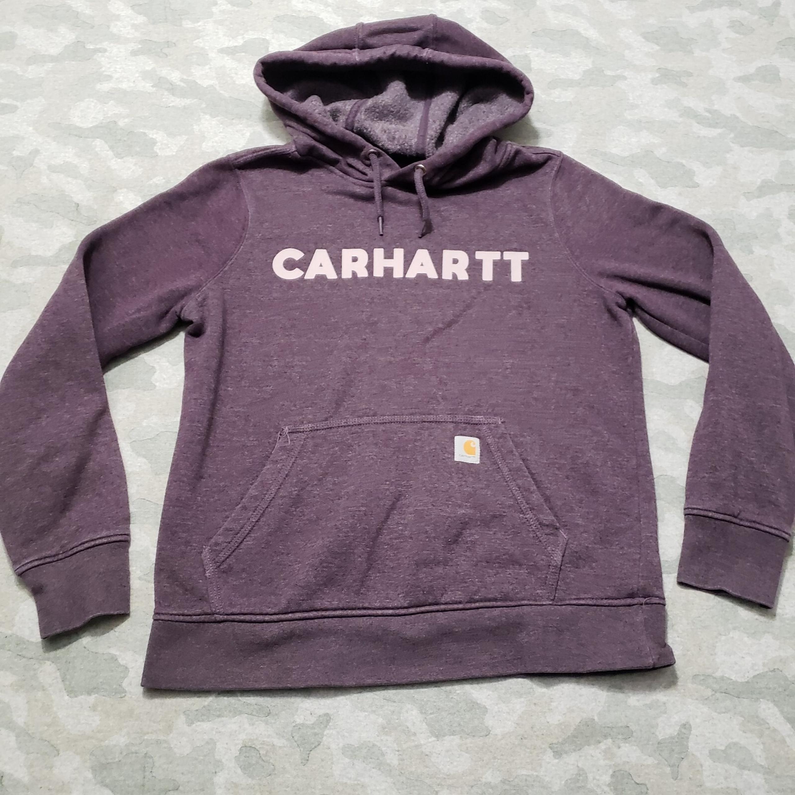 Carhartt Sweatshirt Womens Medium Purple Pullover Hooded Pockets Relaxed Fit