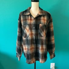 NWT ee:some Black & Orange Plaid Pocket Western Shacket Shirt Jacket Size S