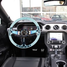 NEW JDM TRD Universal 6-Hole 350mm Deep Dish Teal Crystal Bubble Steering Wheel