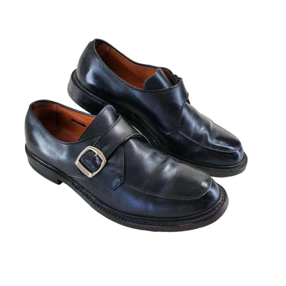 Allen Edmonds Halsted Black Single Buckle Monk Strap Casual Dress Shoe Men 10.5D
