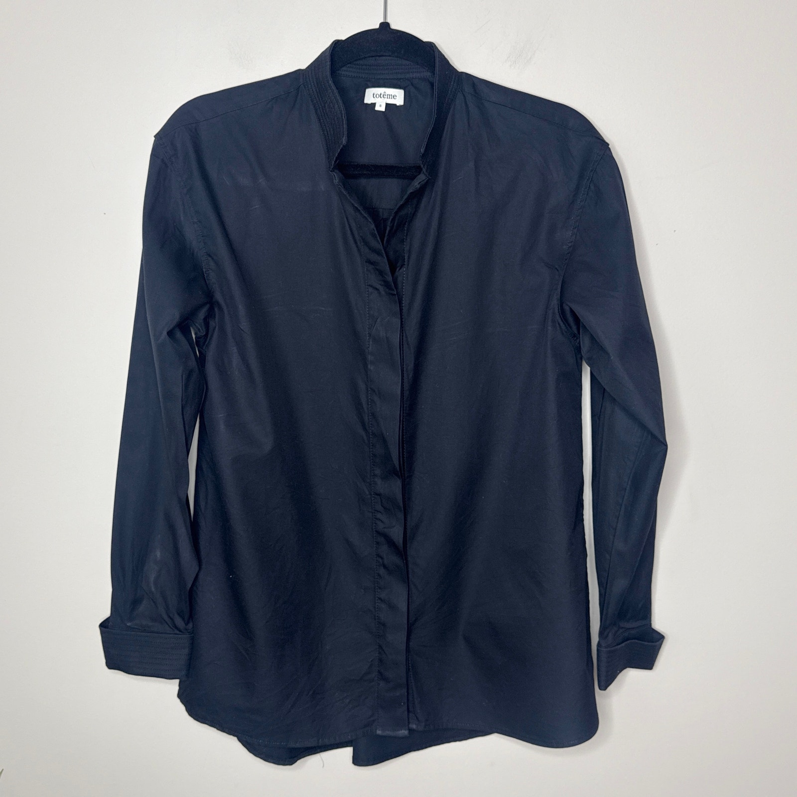 Toteme Kenya Shirt in Black Size Small Long Sleeve Turnback Cuff High End Luxury