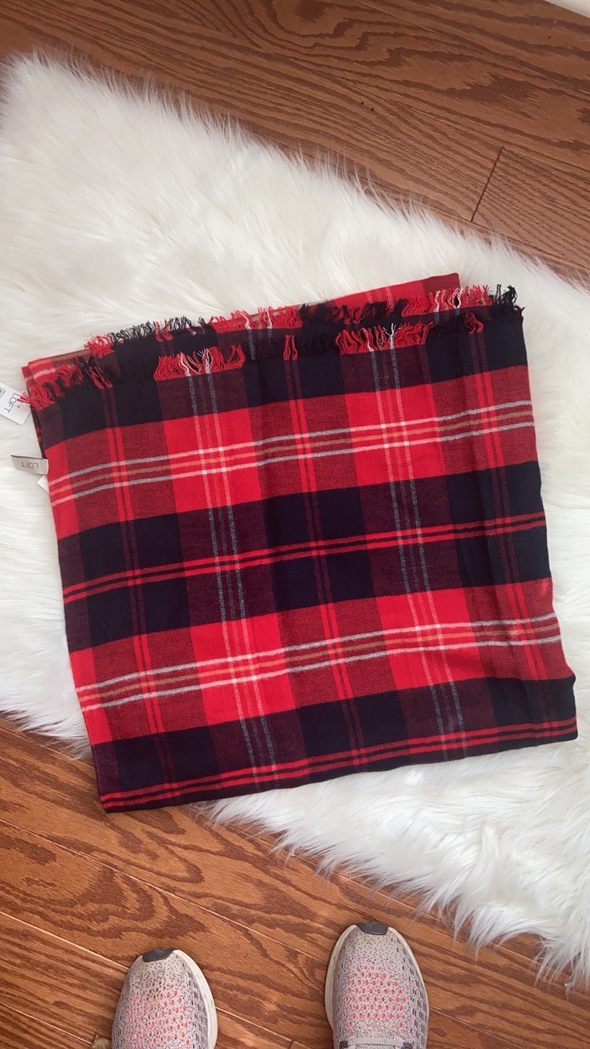 Loft Red Plaid Wrap NWT