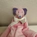 Elegant Baby Pink Purple Elephant Security Blanket Lovey Lovie Satin Back Bow