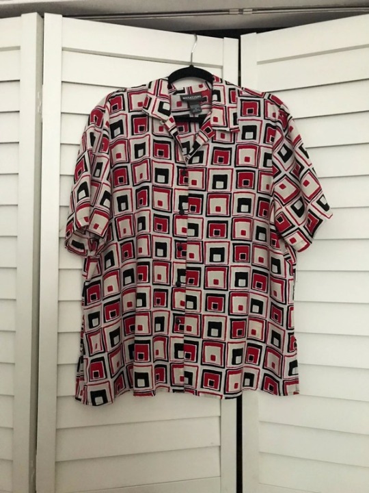 Unisex Vintage 90s Notations Geometric Button Down
