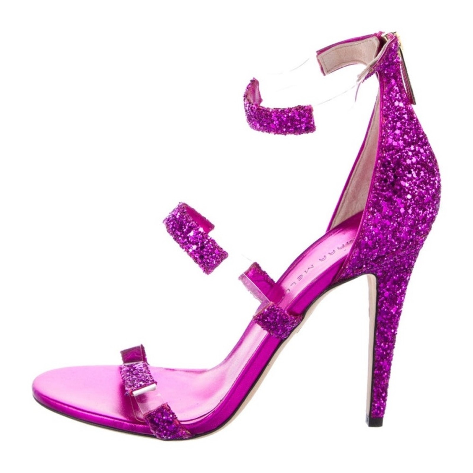 Tamara Mellon Purple Glitter Frontline Shoes