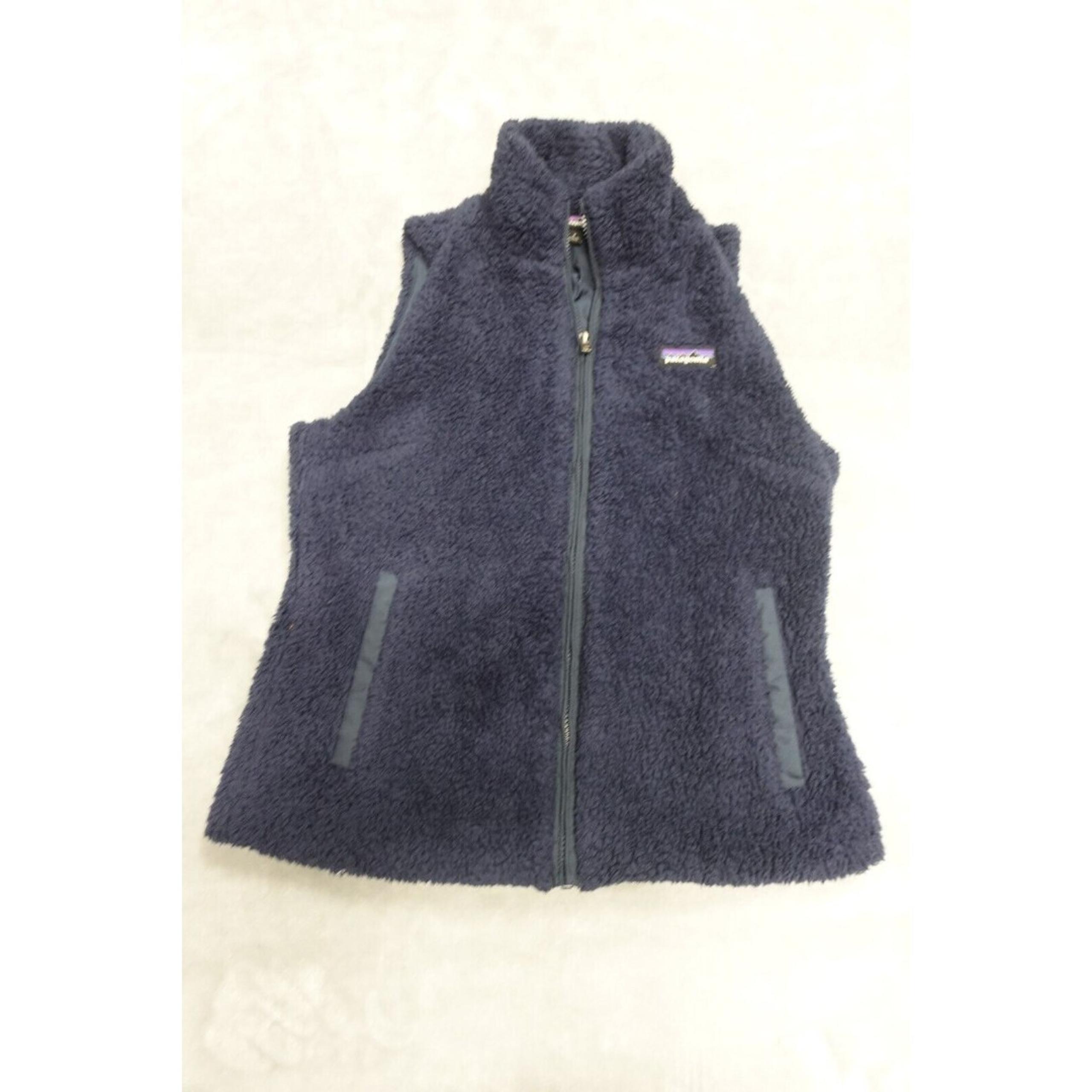 Patagonia Los Gatos Vest Womens Medium Blue Pockets Full Zip Deep Pile Fleece