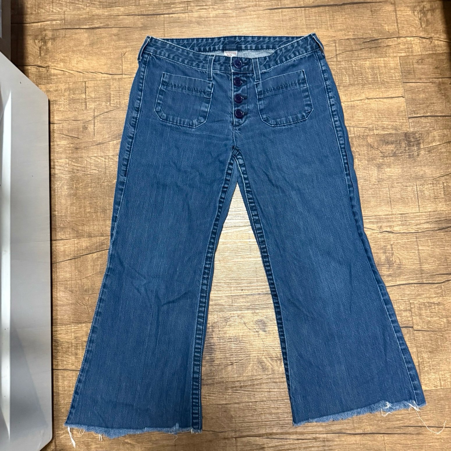 Vintage retro True religion cropped denim flares