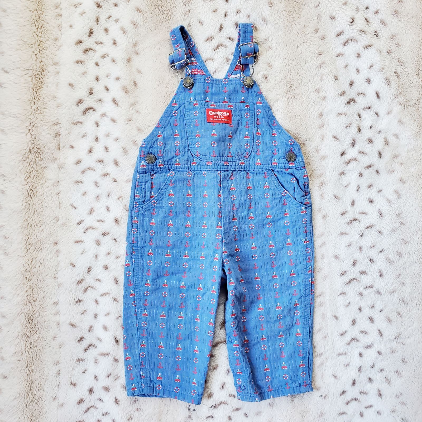 Vintage Oshkosh Nautical Print Overalls