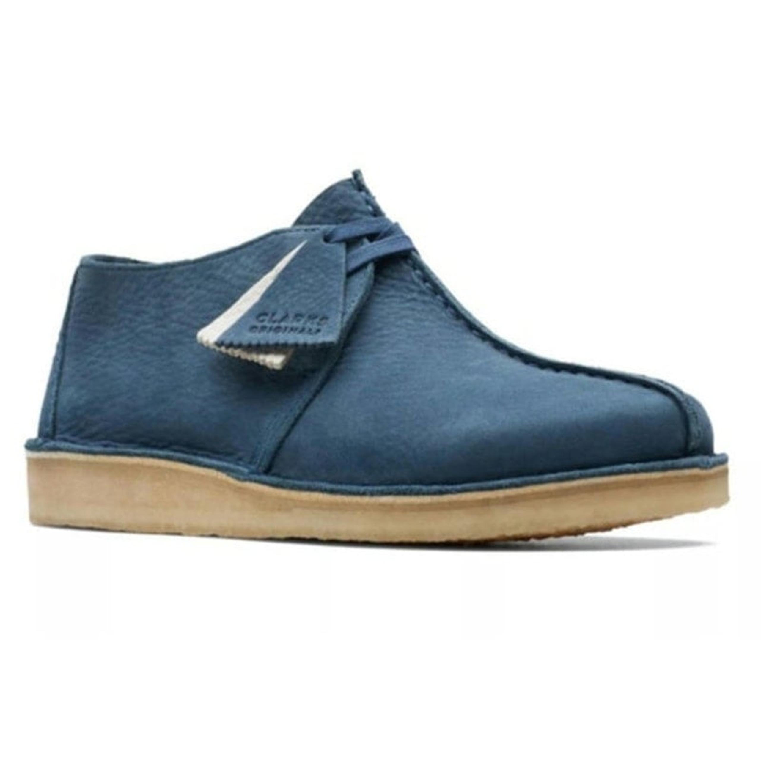 Clarks Desert Trek Mens Blue Nubuck Oxford & Lace Ups Casual Shoes Mens Size 9.5