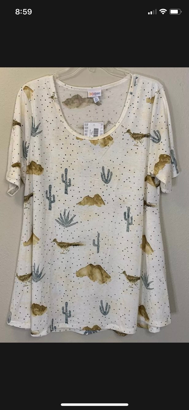 LLR Perfect T Cactus Roadrunner XL 18/22 Lularoe Roadrunner Unicorn New Shirt