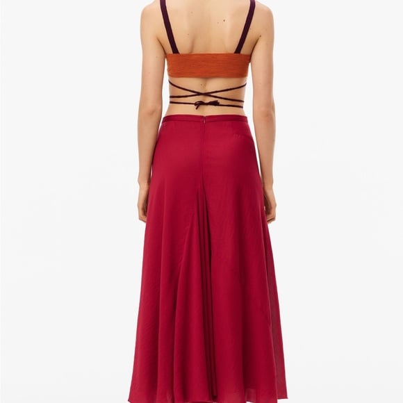 New Zara 129 Flowy Maxi Red Skirt Limited Edition 4043/390 Medium