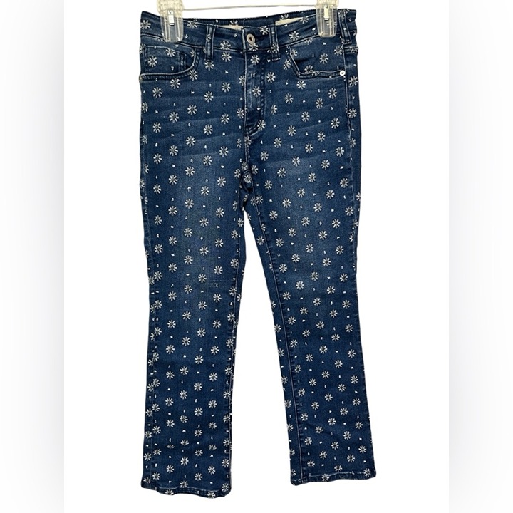 Pilcro Anthropologie Embroidered High-Rise Bootcut Denim Jeans Size 27