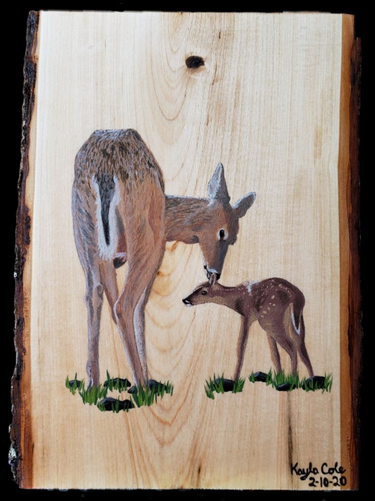 Acrylic Painting on Wood Slab