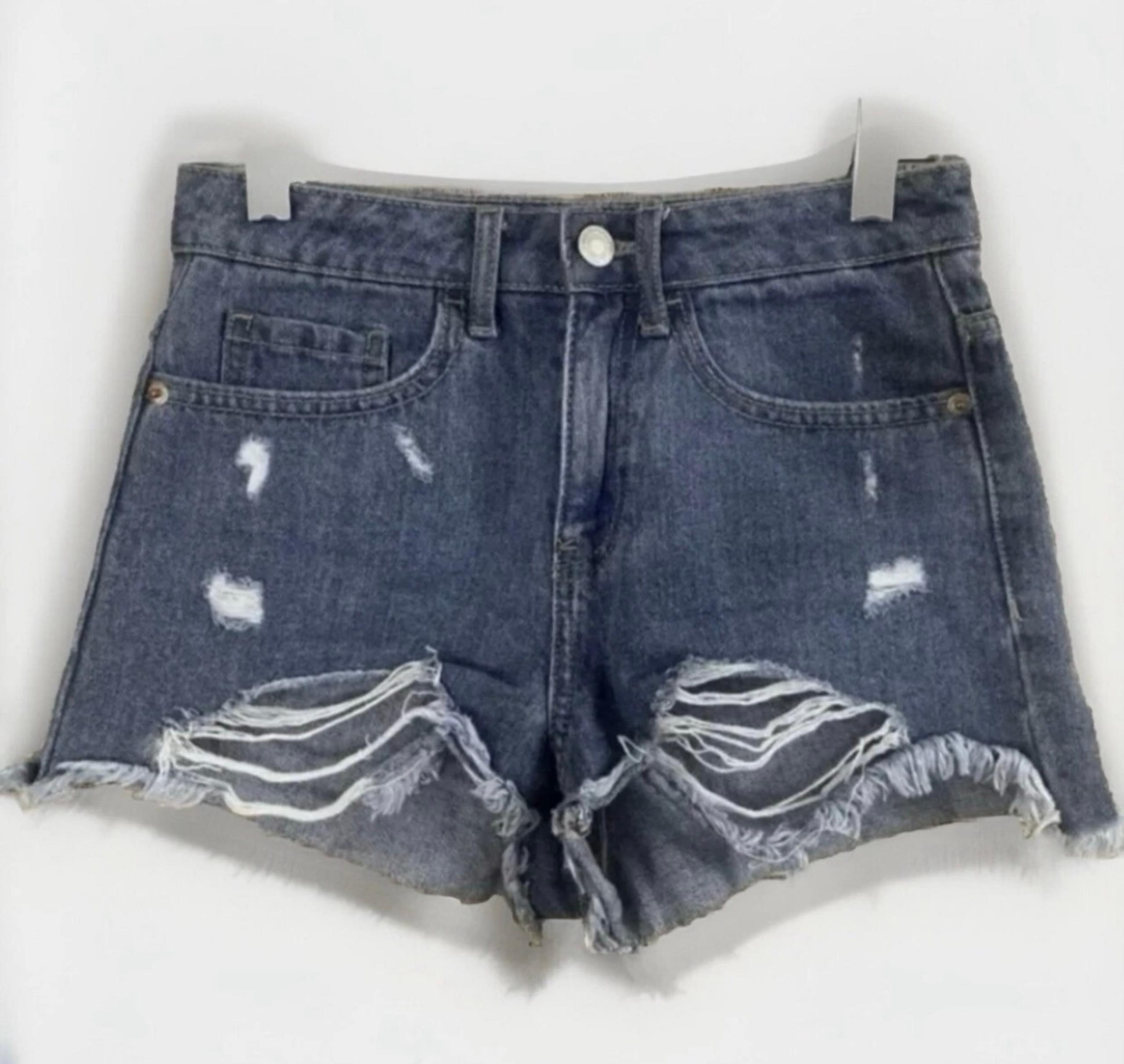 Tally Weijl Cut-Off Jean Shorts Distressed Fringe Women Size 26