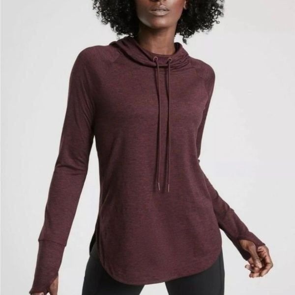 Athleta Burgundy Purple Drawstring Hooded Sweatshirt