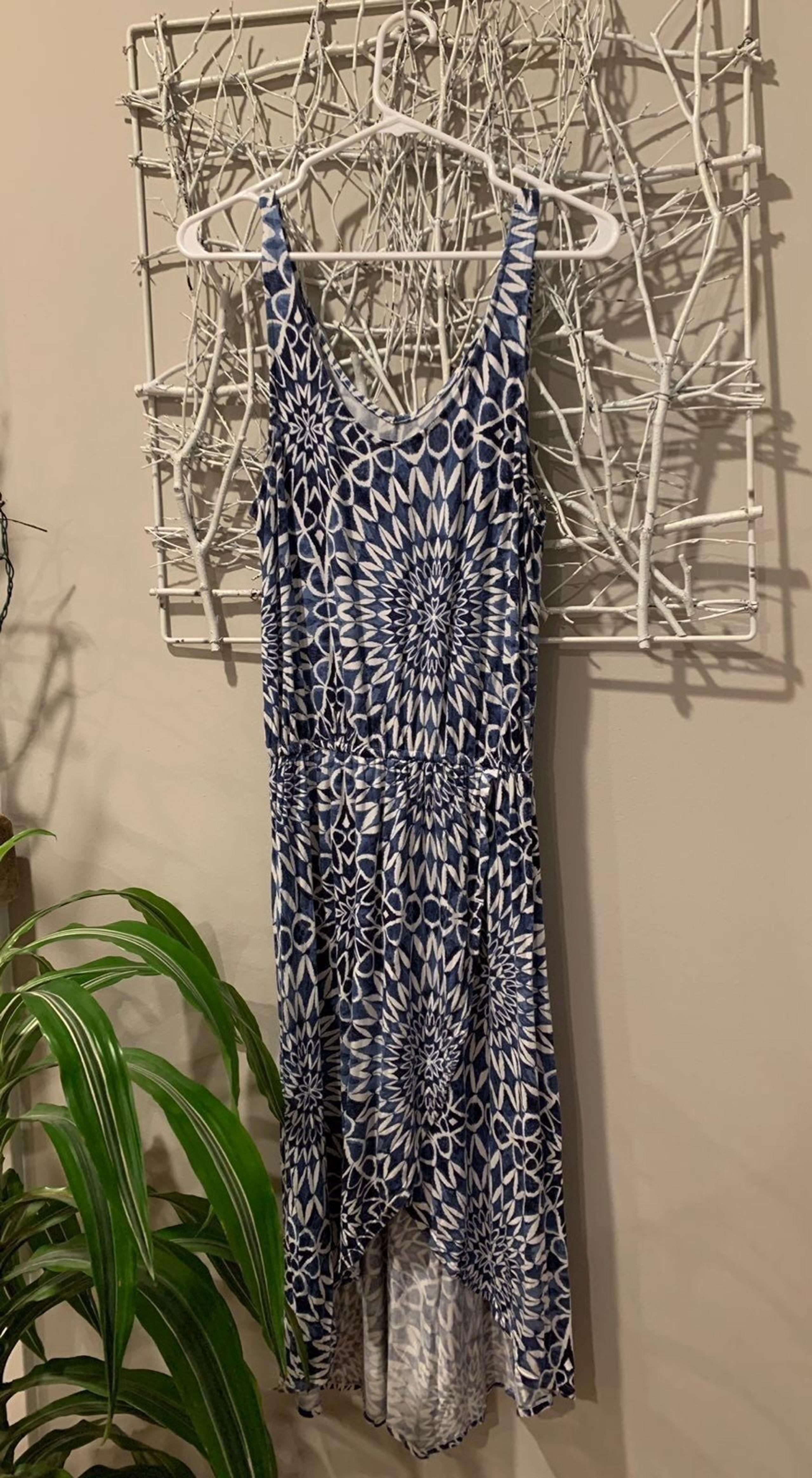 GAP women's high low blue print dress size Small