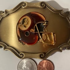 Vintage 1978 Metal Brass Belt Buckle, Washington Redskins, Football, Raintree