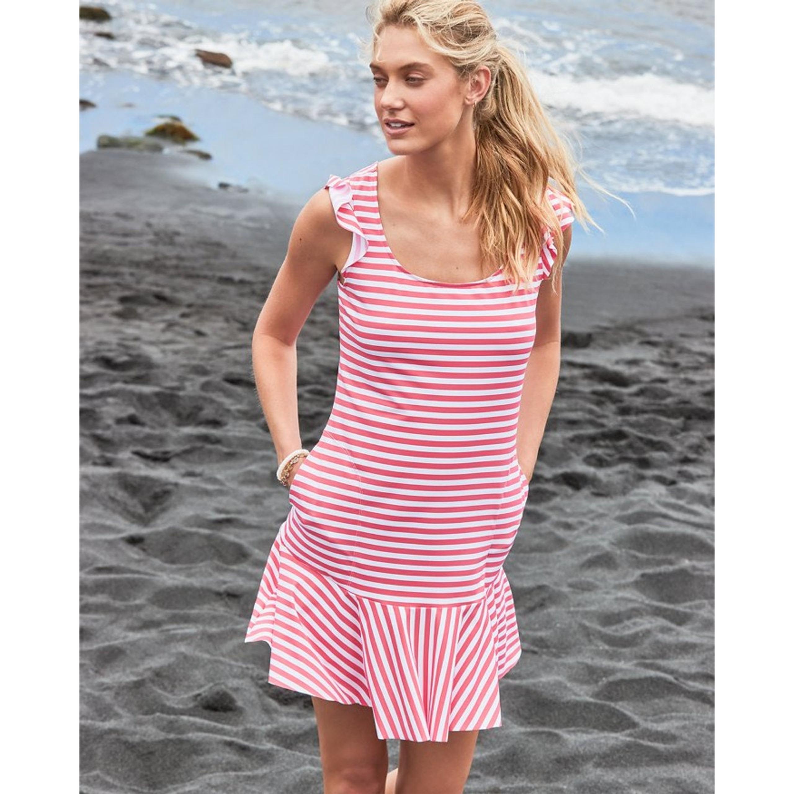 nwt TOMMY BAHAMA sz M Breaker Bay Striped Flounce Dress