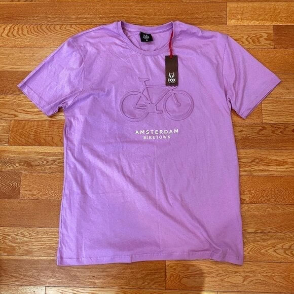 Fox Amsterdam Biketown TShirt XL Embossed Short Sleeve Lilac NWT