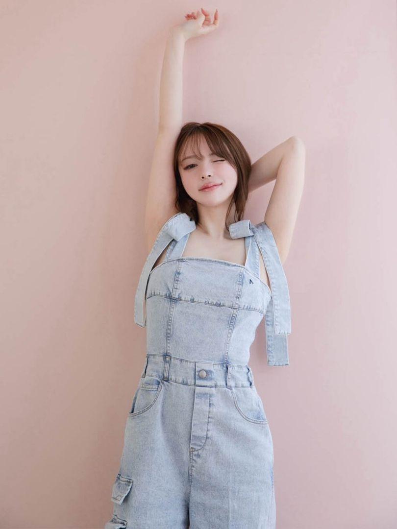 小物 andmary Ribbon denim allinone - M ANDMARY】Ribbon denim allinone