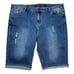 City Chic The Edit Turn Up Distressed Detail Knee Length Denim Jean Shorts Sz 22