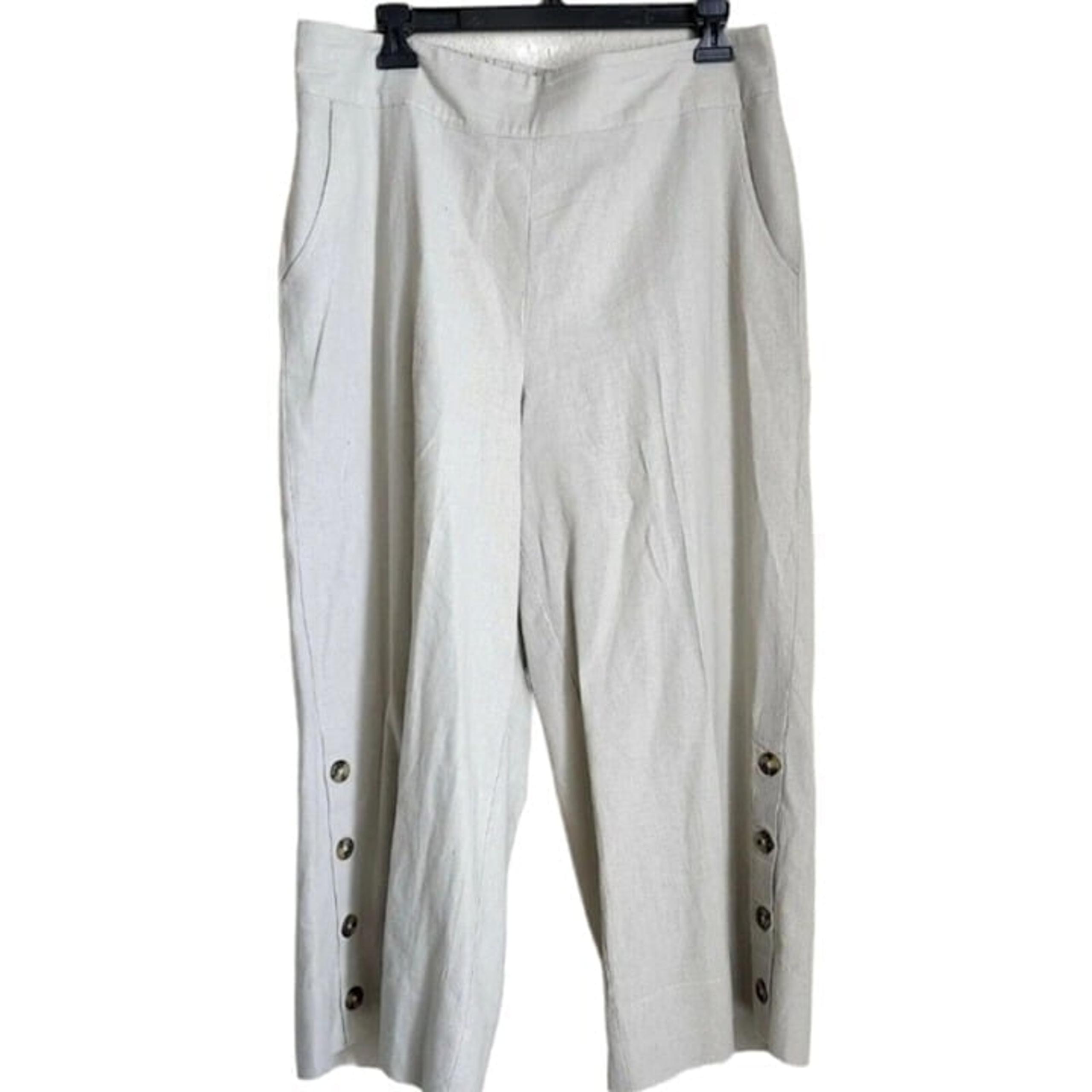 New Directions Linen Blend Wide Leg Cropped Pants sz 12 Coastal grandmacore