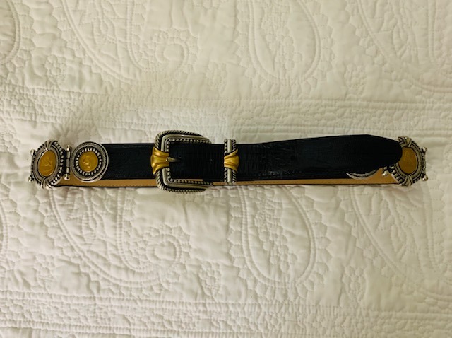 Vintage BRIGHTON Museum UK Ornate Belt w/Replica Ancient Gold Coins