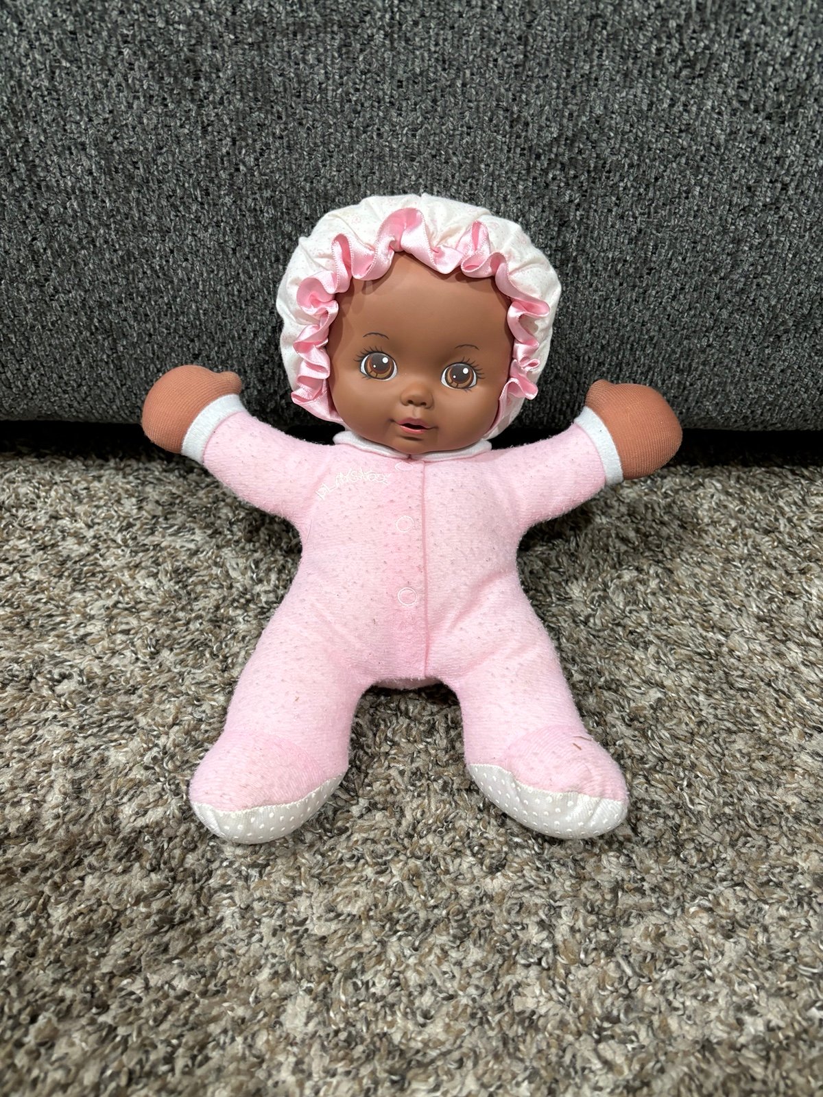 Playskool MY VERY SOFT BABY Doll African American With Squeaker Vintage 1990