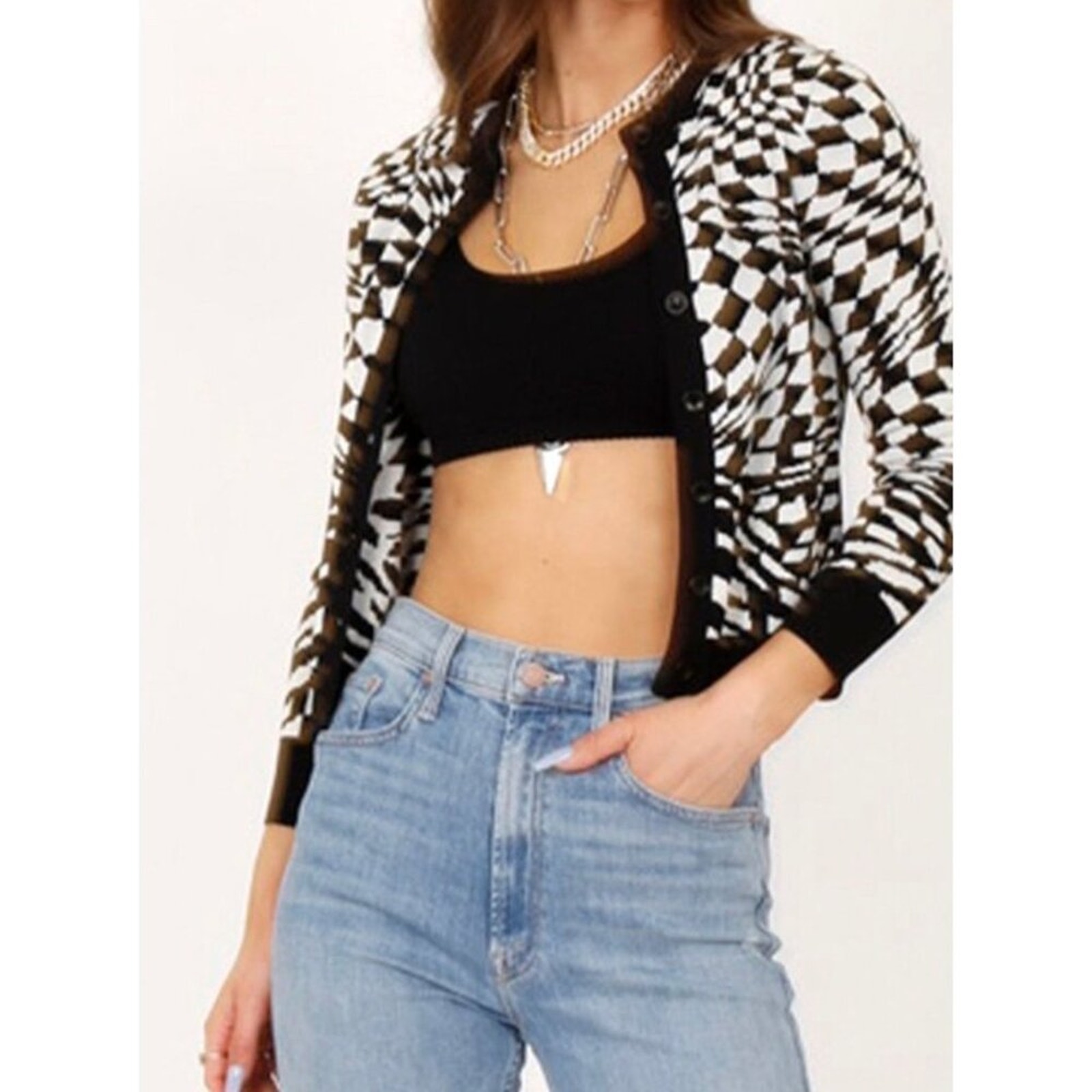 Daydreamer Cardigan Womens XS NWT Eclipse Wave Fitted Button Down Knit
