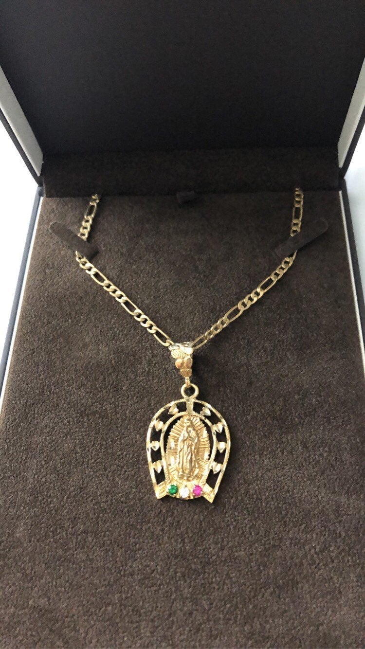 14K Figaro Chain and pendant