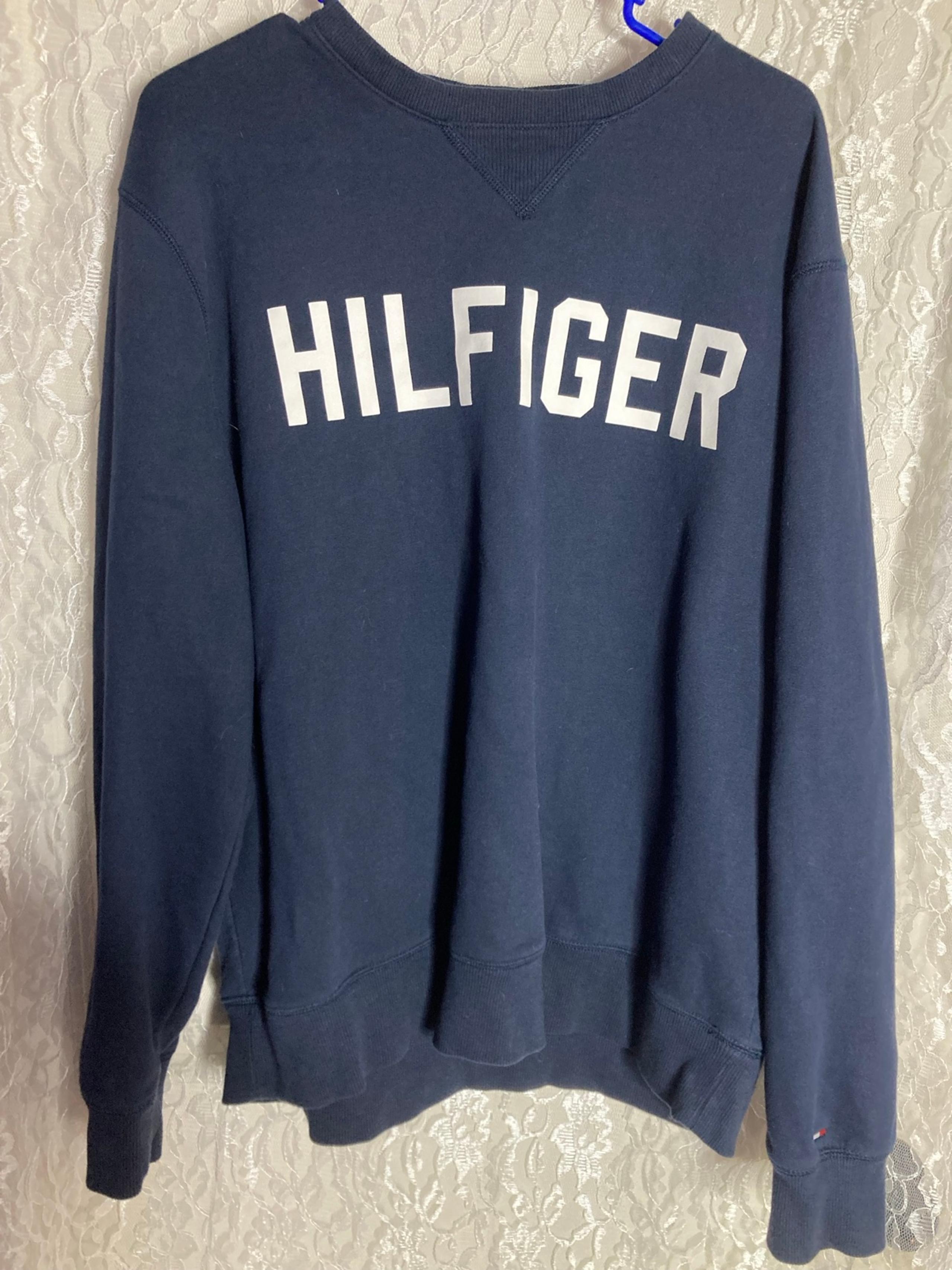 Tommy Hilfiger Men’s Navy Blue Crewneck Sweater With Logo