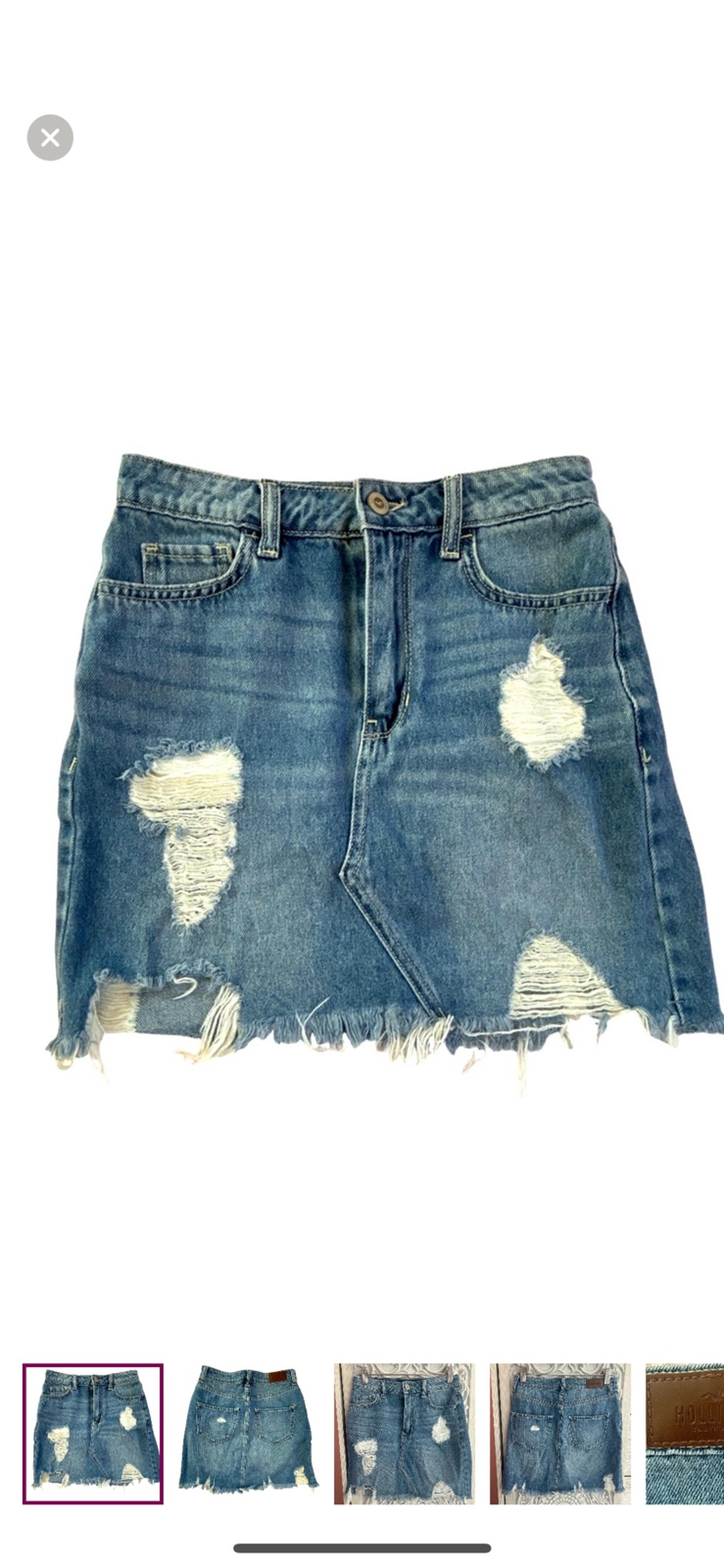 Hollister Ultra high-rise distressed denim skirt 100% cotton size 1 25 waist Y2K