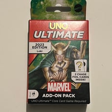 Loki UNO Ultimate Marvel Add-On Pack 56-Card Deck w/2Bonus 2023 Chase Foils