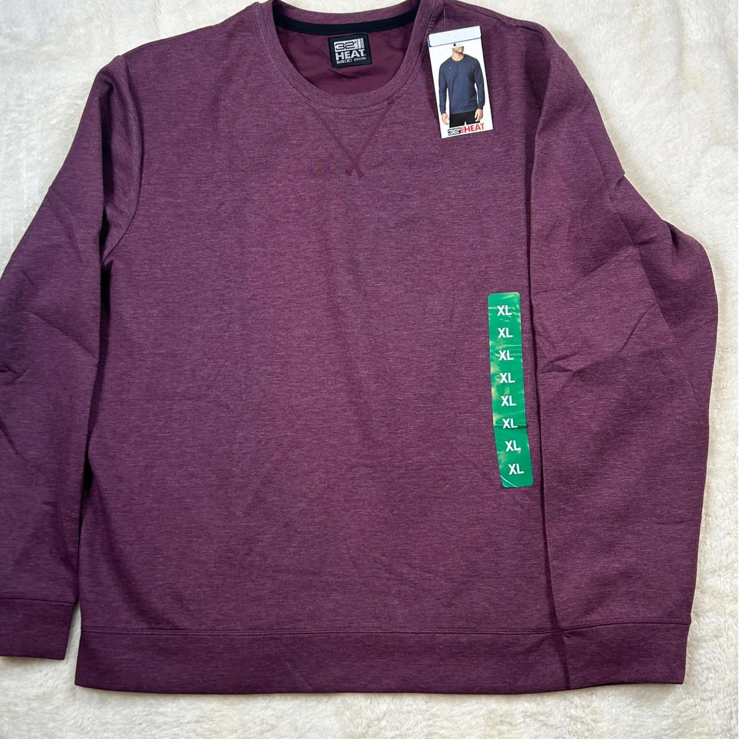 32 Degrees Purple Crewneck Sweater Ribbed Cuffs