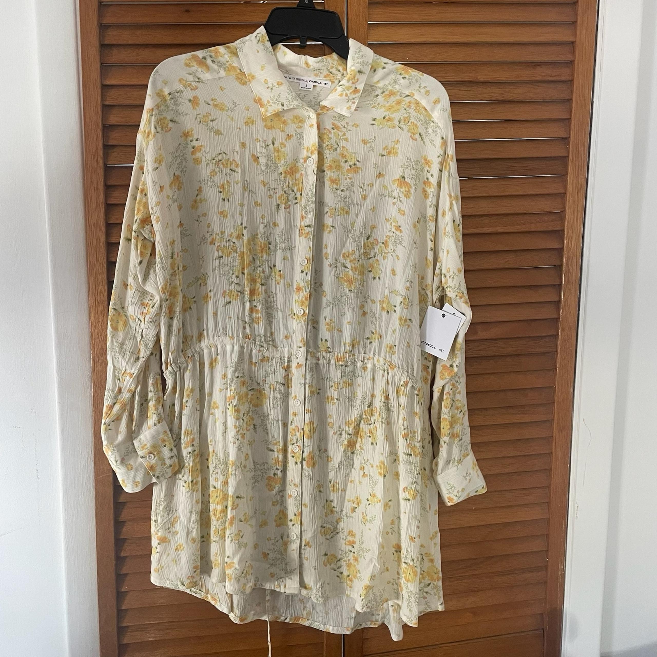 O’Neill Women’s Floral Yellow Printed Cami Cover Up Summer Dress Sz S NWT