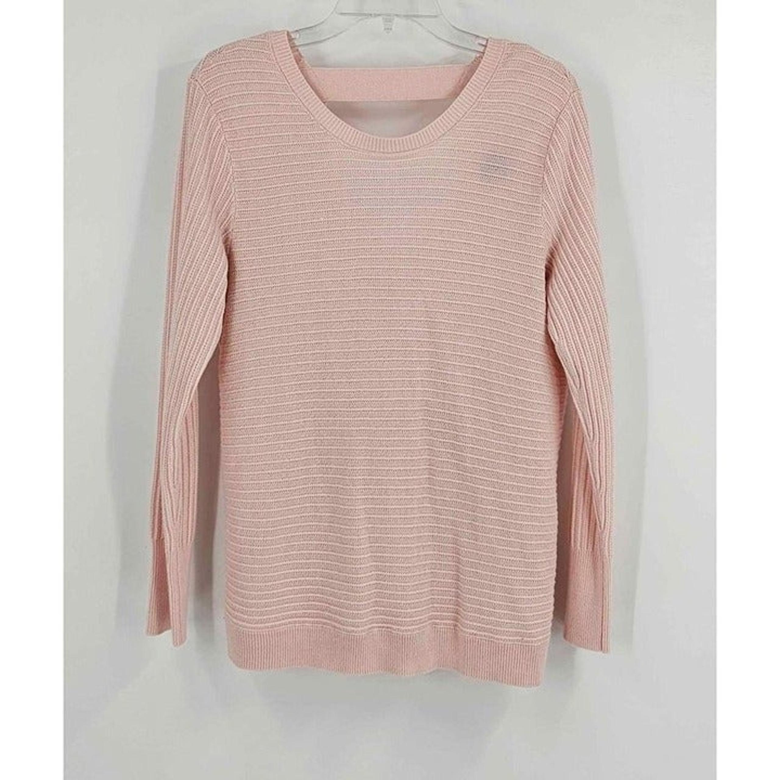 SoHo New York & Co Light Pink Ribbed Open Knit Wrap Back Sweater Sz S