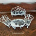 Vintage white wire dollhouse furniture set table chairs bench marble top distr